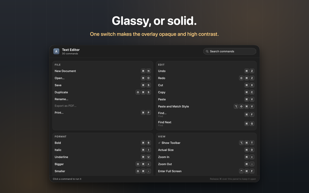 The overlay with a solid, high-contrast background